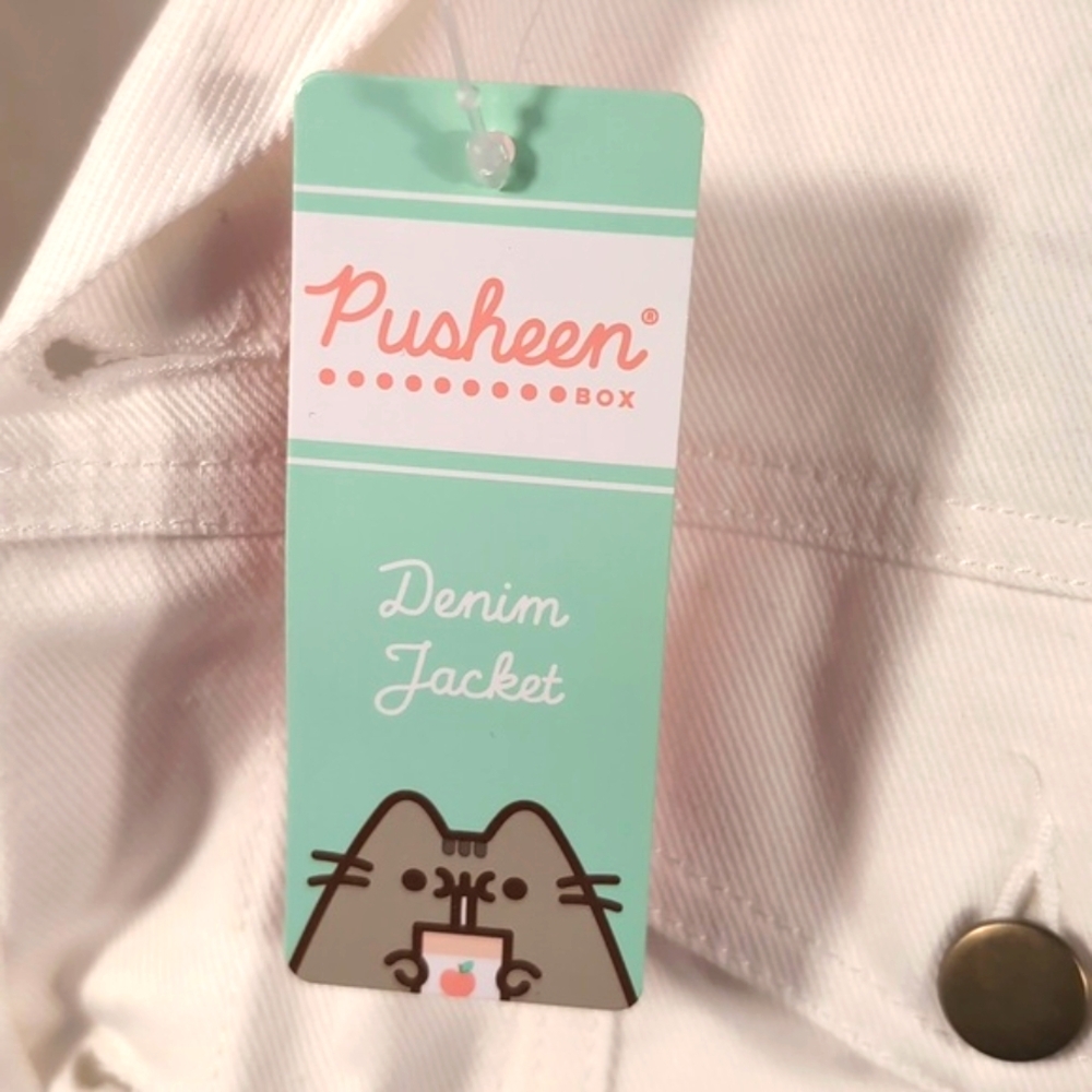 Pusheen Corp Cream Denim Jacket with Embroidered Detail Size medium NWTG - Picture 4 of 12